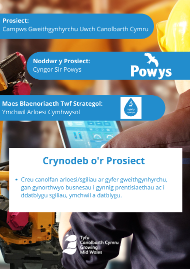 Gwybodaeth am Campws Gweithgynhyrchu Uwch Canolbarth Cymru